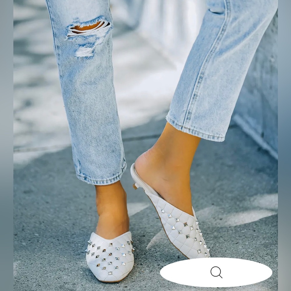 VICI Studded Mule Women’s Slip on Shoe in Ivory 8.5 - Picture 4 of 8